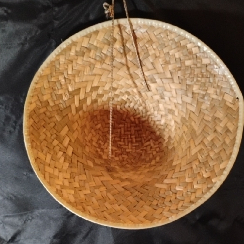 Vintage Tan Woven Straw Conical Hat - Picture 6 of 13